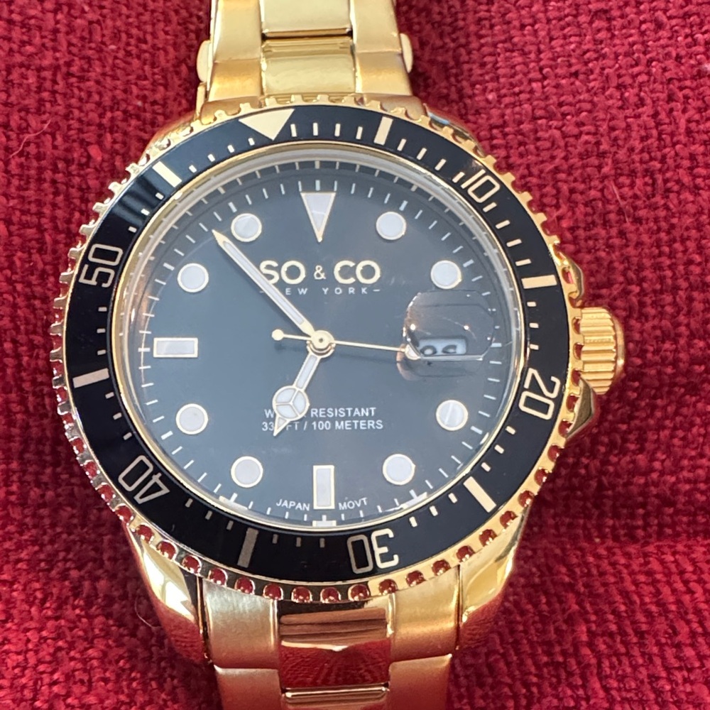 Gold and Black Quartz Men's Watch